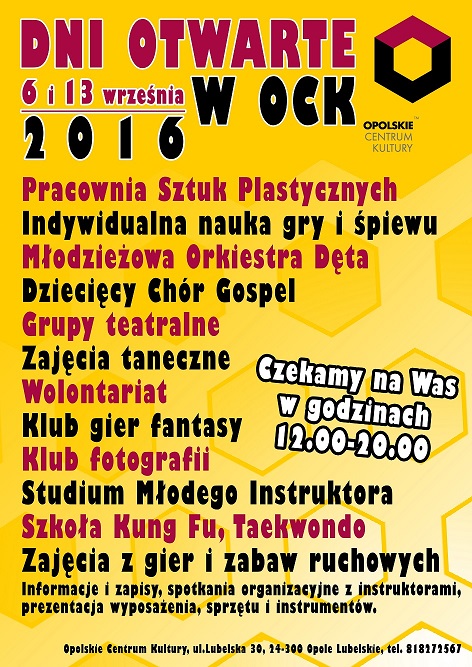 Dni otwarte w OCK - 6 i 13 września Dni otwarte w OCK - 6 i 13 września