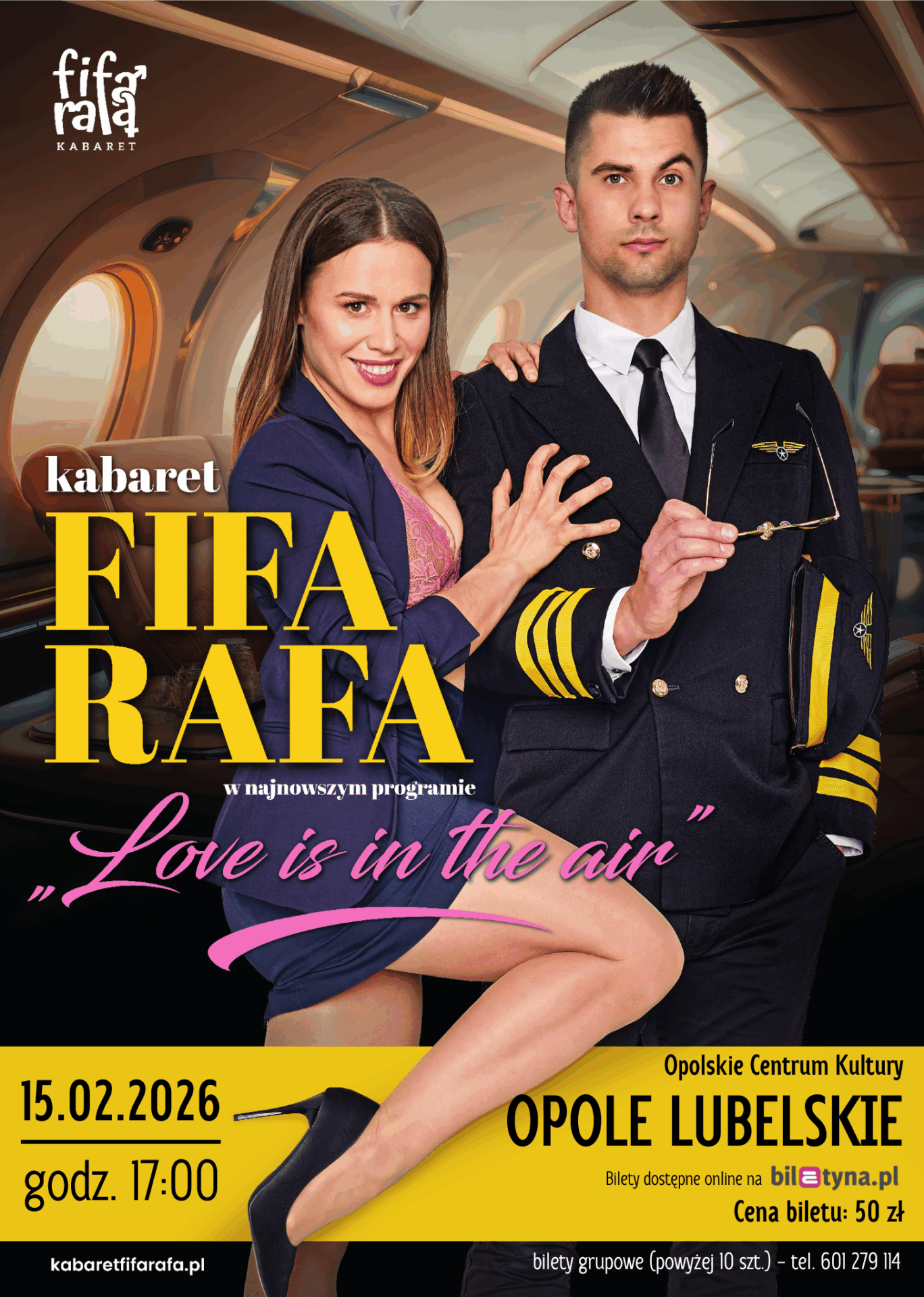 Plakat LOVE IS IN THE AIR Opole Lubelskie kabaret fifa rafa