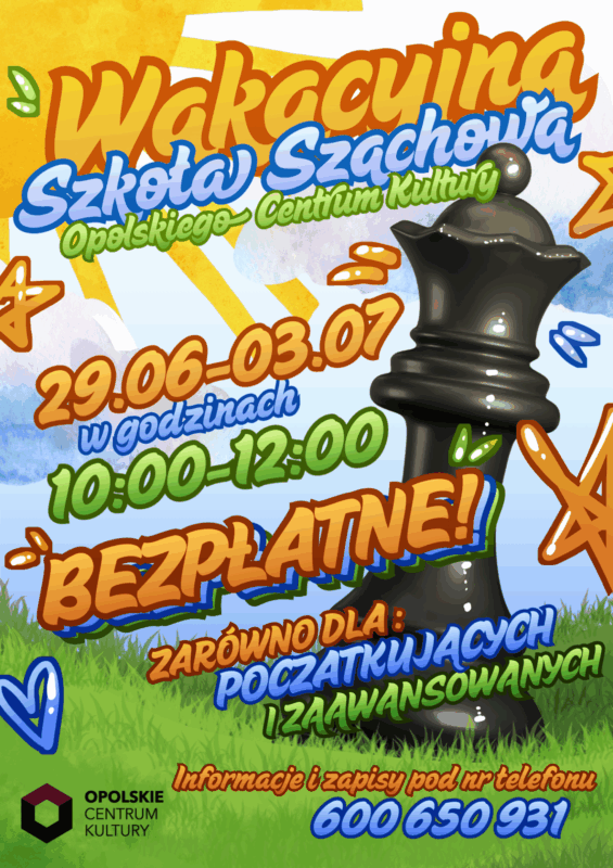 plakat wakacyjnej szkoły szachowej 2026